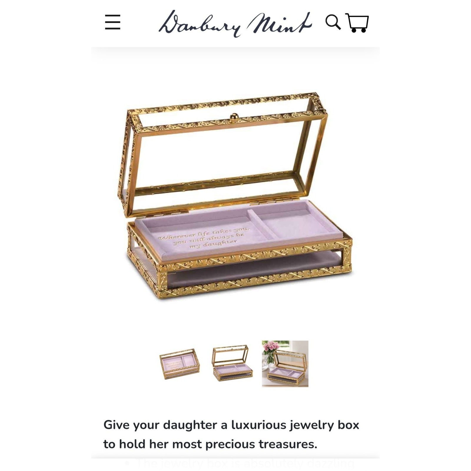 The Danbury Mint Always My Daughter Luxury Jewelry Box 8.5
